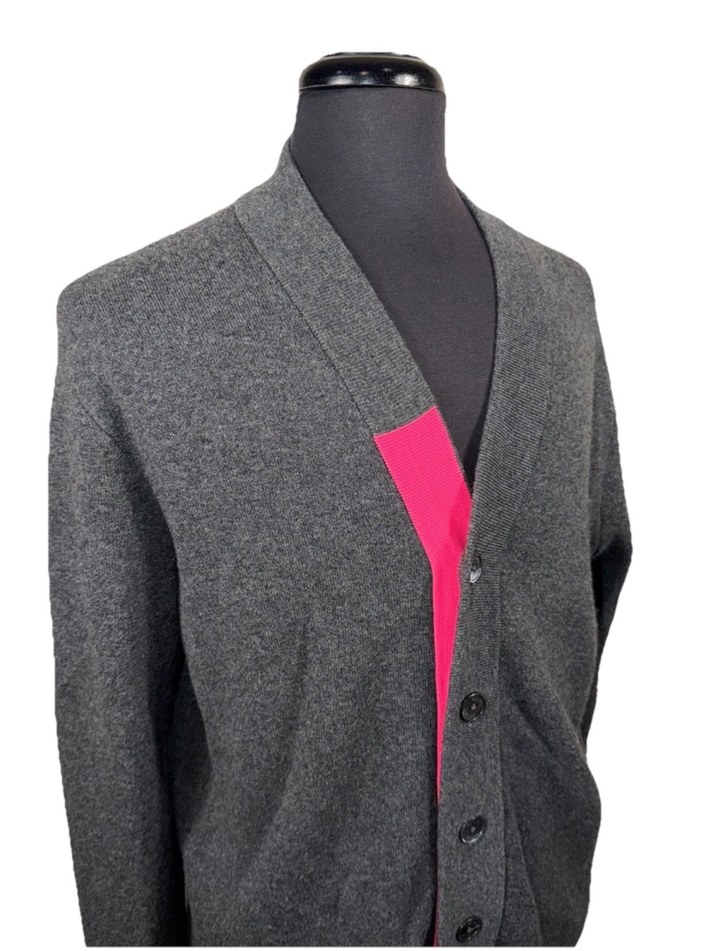 NWT GFORE CASHMERE BLEND CHARCOAL PINK CASHMERE BLEND CARDIGAN SZ M